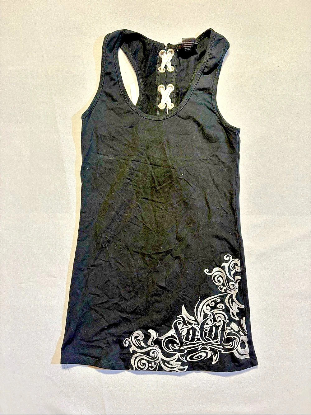 So cal Graphic Lace-Up Tank in Black & White Size Medium